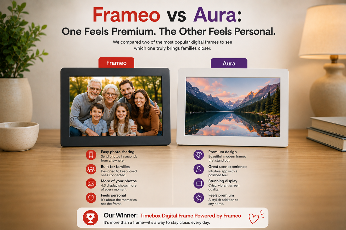 Frameo vs Aura: a family frame comparison
