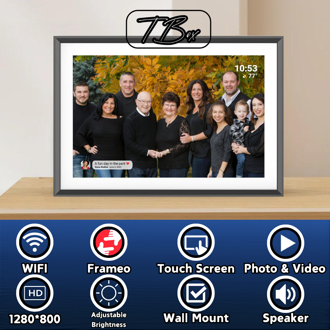 Timebox™ Digital Picture Frame 10.1" Black & White