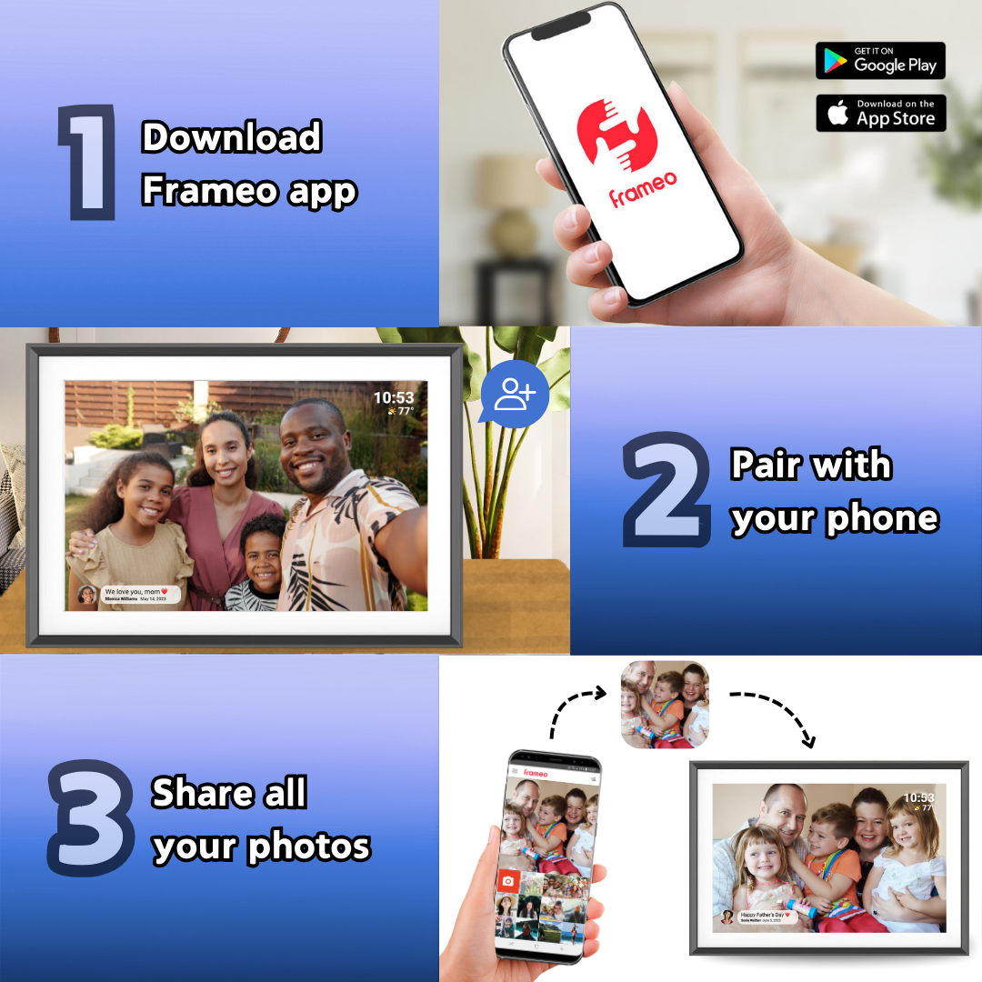 Timebox™ Digital Picture Frame 10.1" Black & White